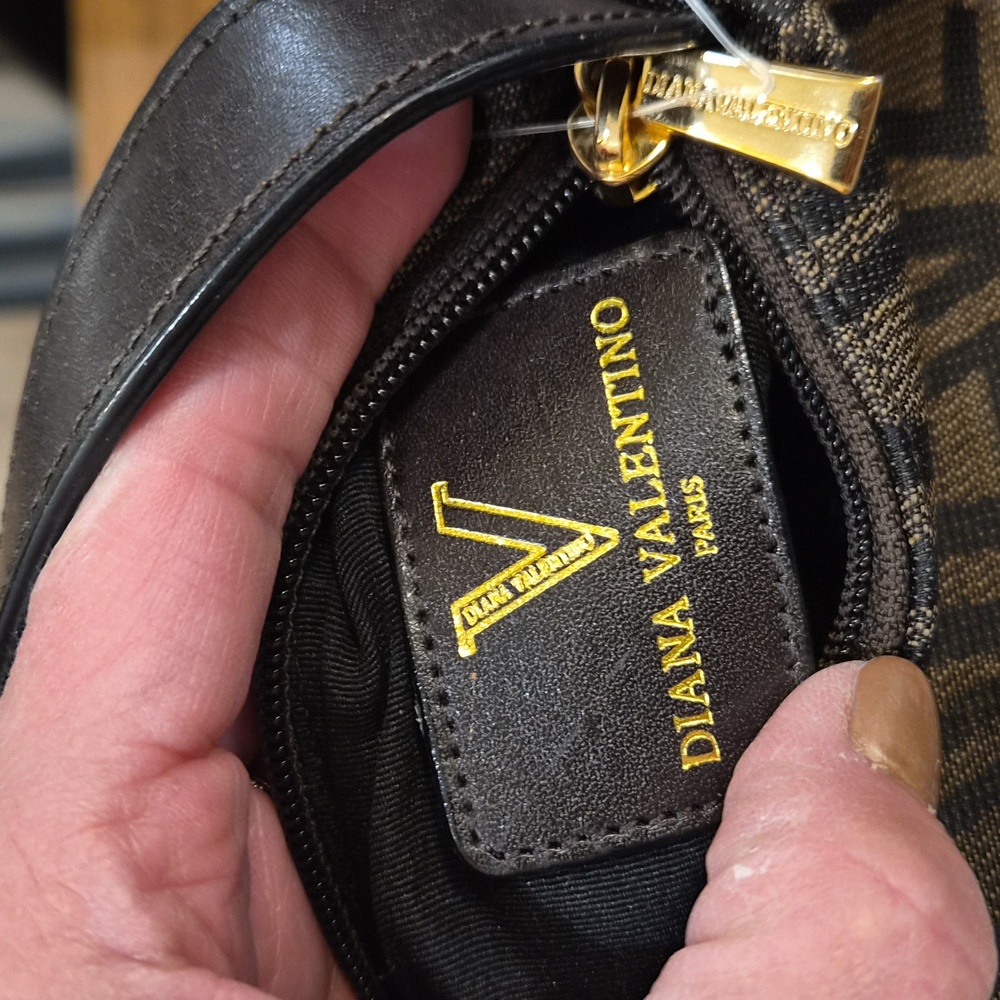 Diana Valentino Mini Top Handle Bag Designer Monogram Print Gold‎ Hardware - Picture 6 of 7